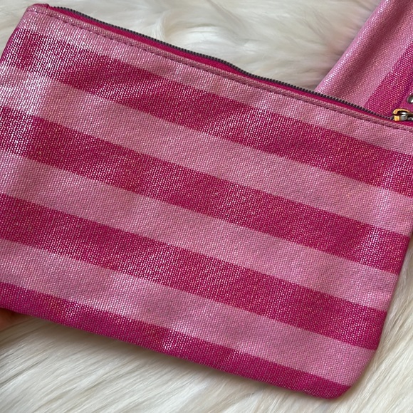 Set of 2 Victoria's Secret Striped Shimmer Makeup Toiletry Bags - Picture 7 of 8